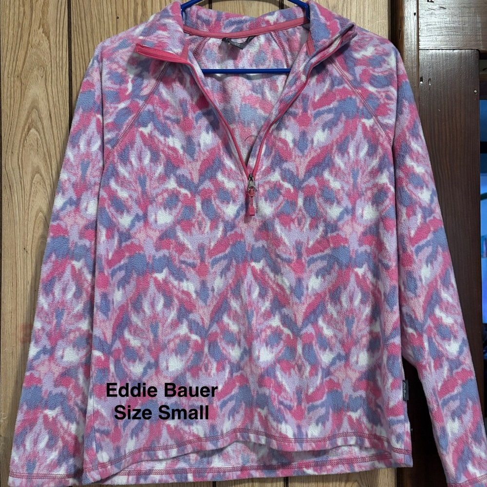 Eddie Bauer Pink and Blue Abstract Fleece